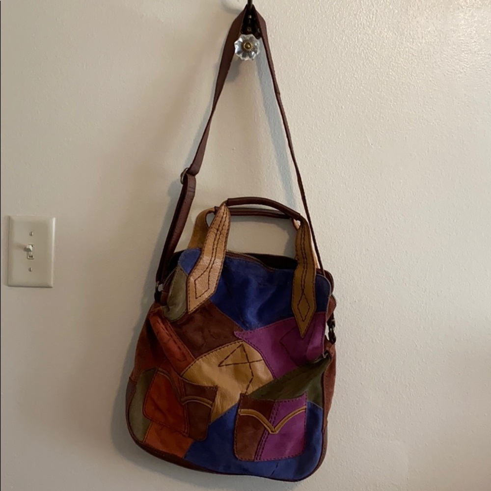 Lucky Brand suede and leather multicolor Hobo Bag